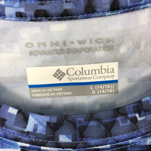 Columbia Blue & White Collarless Long Sleeve T-Shirt | New With Tags - Picture 3 of 8